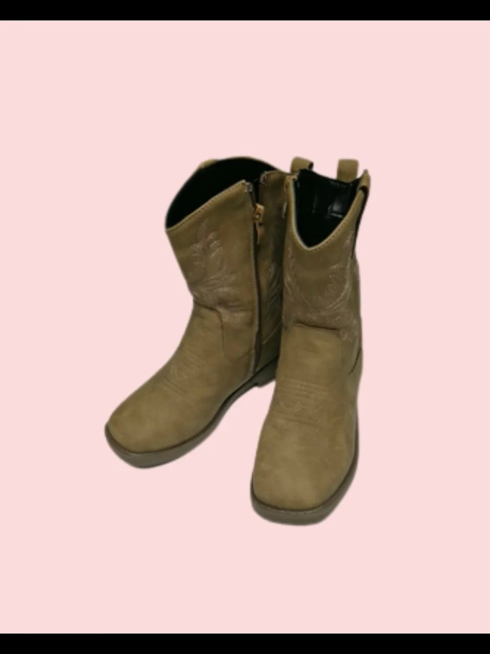 Girl’s Tan Western Short Boots - Classic Comfort